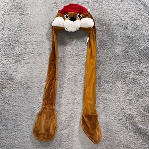 Jaag Plush Animal Hat Scarf Pockets Gopher Beaver Brown Red One Size Novelty
